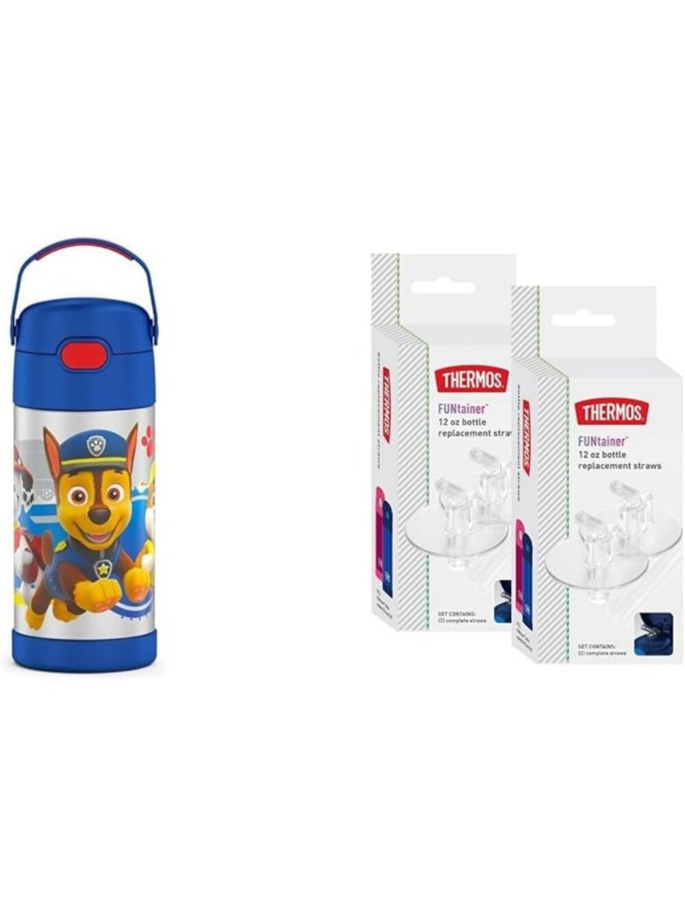 12oz Insulated Kids Straw Water Bottle - Stainless Steel, Vacuum Sealed, 2 Pack